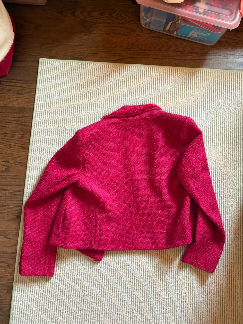 Zara Hot Pink Tweed Double-Breasted Cropped Jacket - Picture 5 of 5